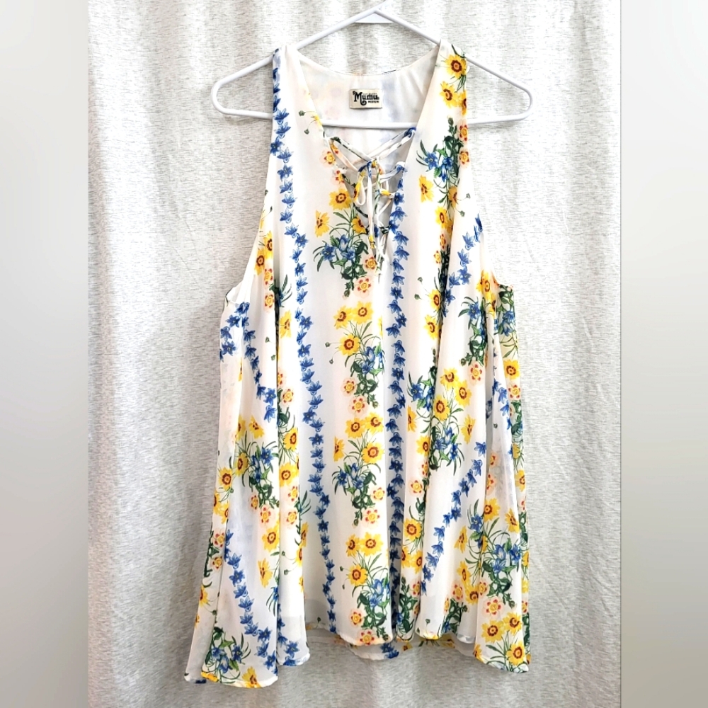 Show Me Your Mumu Rancho Mirage Lace Up Mini Dress Floral Daisy Size Medium‎